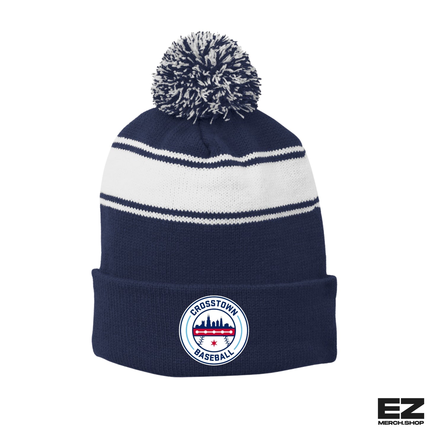 Crosstown Baseball Winter Pom Embroidered Hat